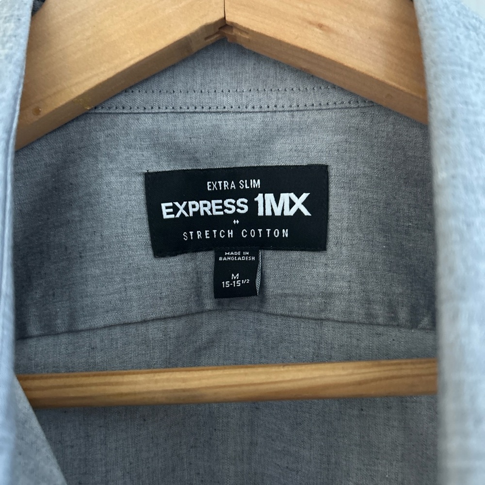 Express 1MX Extra Slim Fit Dress Shirt in Gray M (15-15.5) - Picture 4 of 10